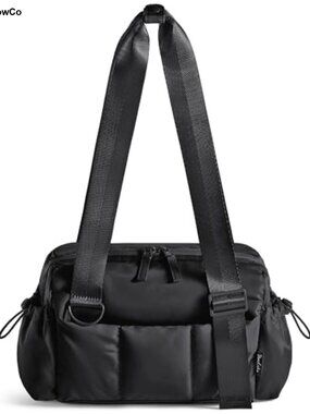 Quilted Puffer Mini Duffle Gym Bag for Women, 7L Travel Shoulder Bag with Wet